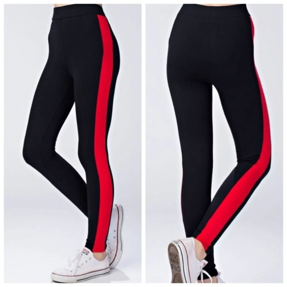 🎊HP🎊New black track pant w/red athletic stripe - Picture 1 of 3